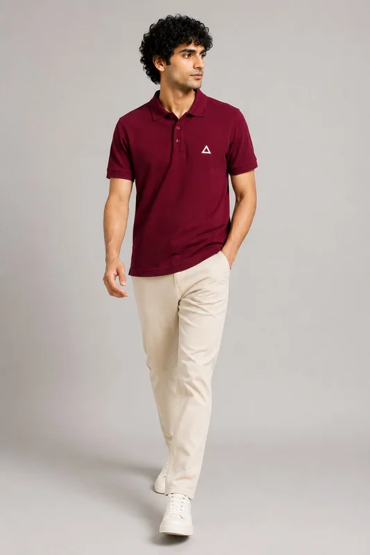 BORDEAUX ROMA SIGNATURE SOLID PREMIUM CLASSIC POLO SHIRT