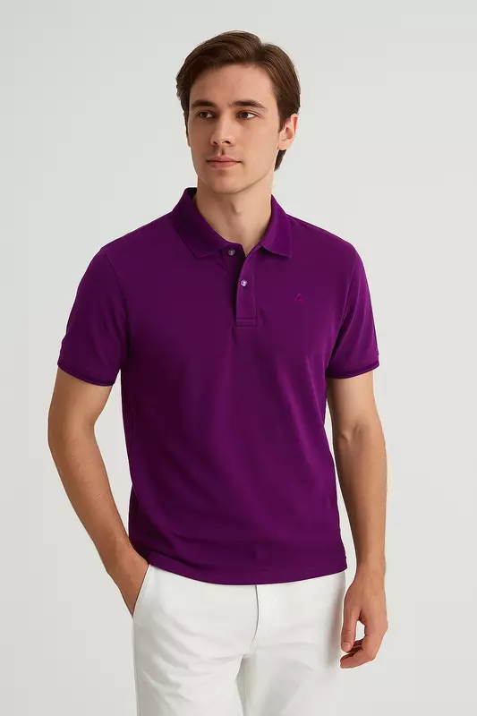 AMETHYST PURPLE SOLID PREMIUM JACQUARD POLO SHIRT