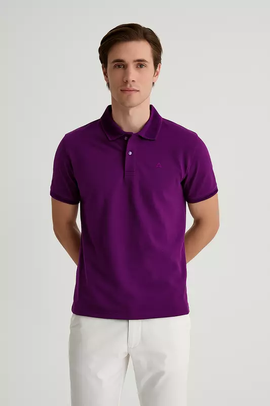 AMETHYST PURPLE SOLID PREMIUM JACQUARD POLO SHIRT