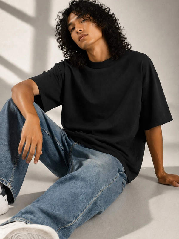 ONYX BLACK FRENCH TERRY OVERSIZED T-SHIRT