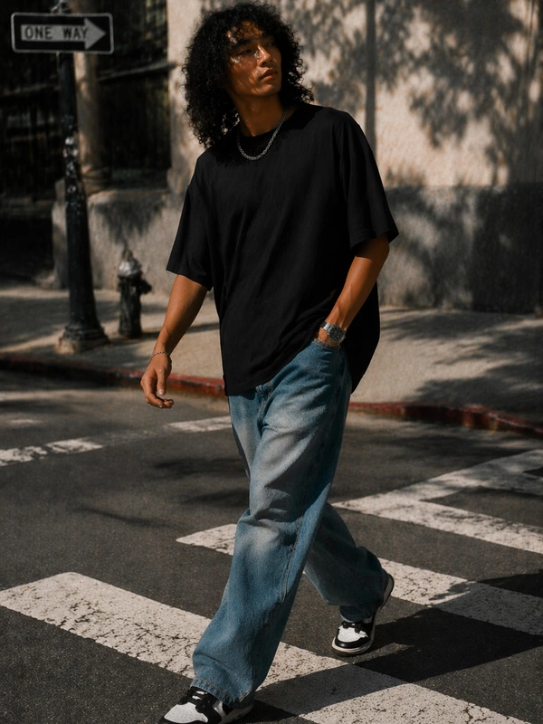 ONYX BLACK FRENCH TERRY OVERSIZED T-SHIRT