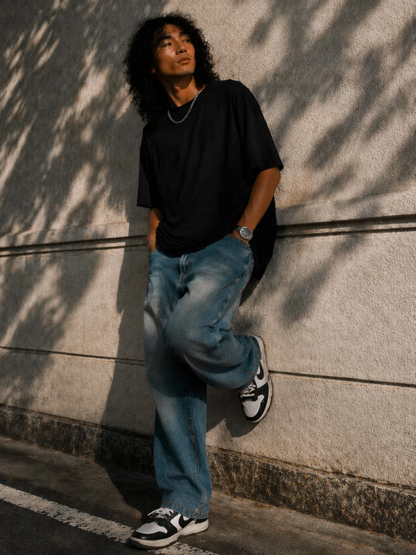 ONYX BLACK FRENCH TERRY OVERSIZED T-SHIRT
