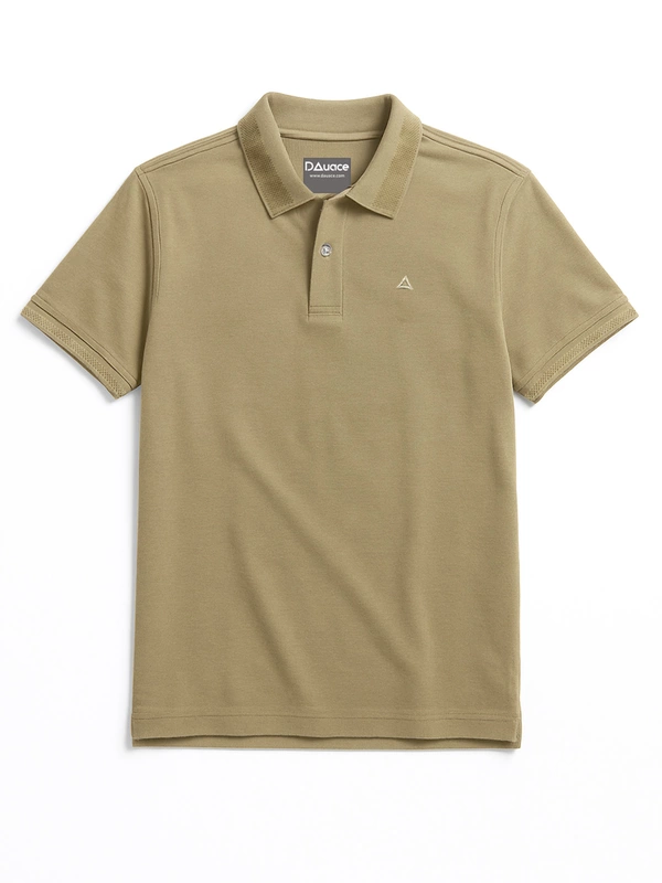 SAND BEIGE SOLID PREMIUM JACQUARD POLO SHIRT