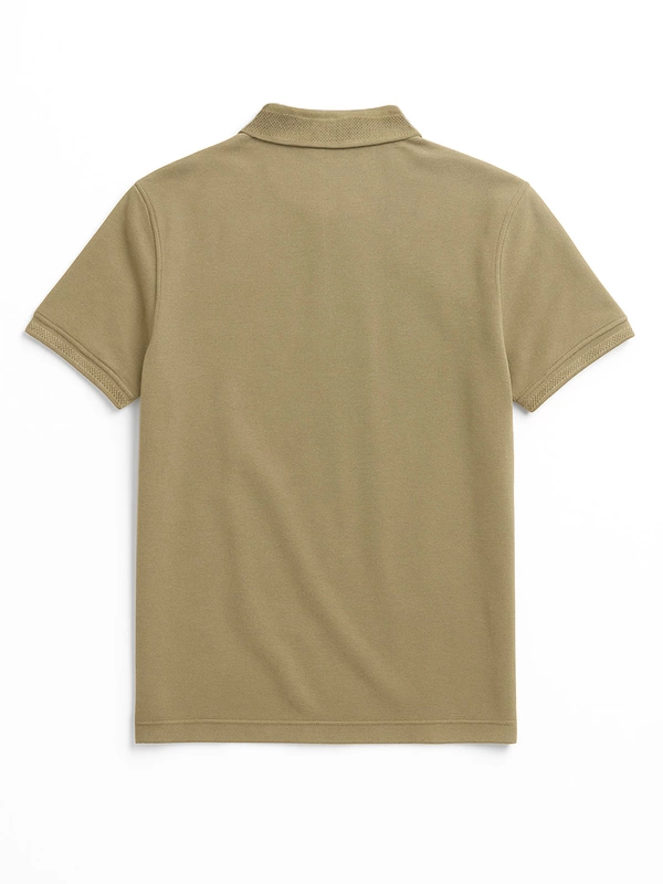 SAND BEIGE SOLID PREMIUM JACQUARD POLO SHIRT