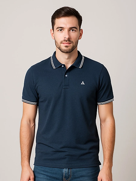 SAPPHIRE BLUE SOLID PREMIUM TIPPED POLO SHIRT