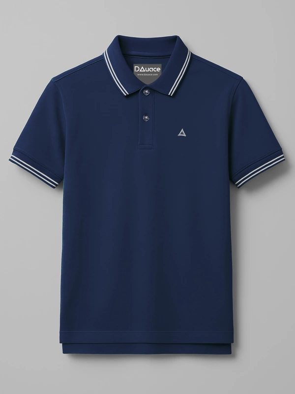 SAPPHIRE BLUE SOLID PREMIUM TIPPED POLO SHIRT