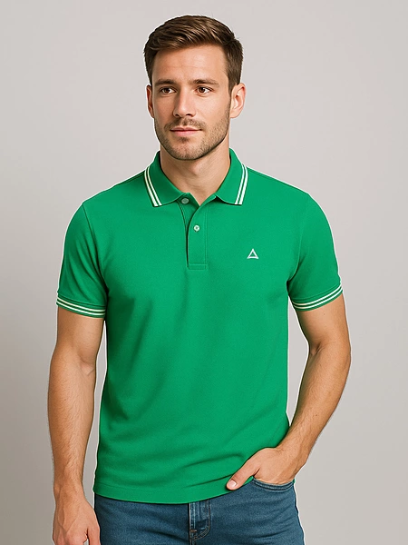 EMERALD GREEN SOLID PREMIUM TIPPED POLO SHIRT