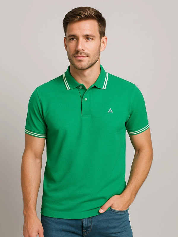 EMERALD GREEN SOLID PREMIUM TIPPED POLO SHIRT