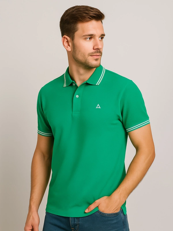 EMERALD GREEN SOLID PREMIUM TIPPED POLO SHIRT
