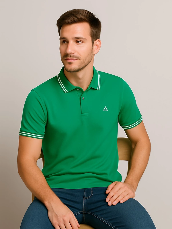 EMERALD GREEN SOLID PREMIUM TIPPED POLO SHIRT