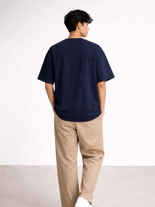 NAVY BLUE FRENCH TERRY OVERSIZED T-SHIRT